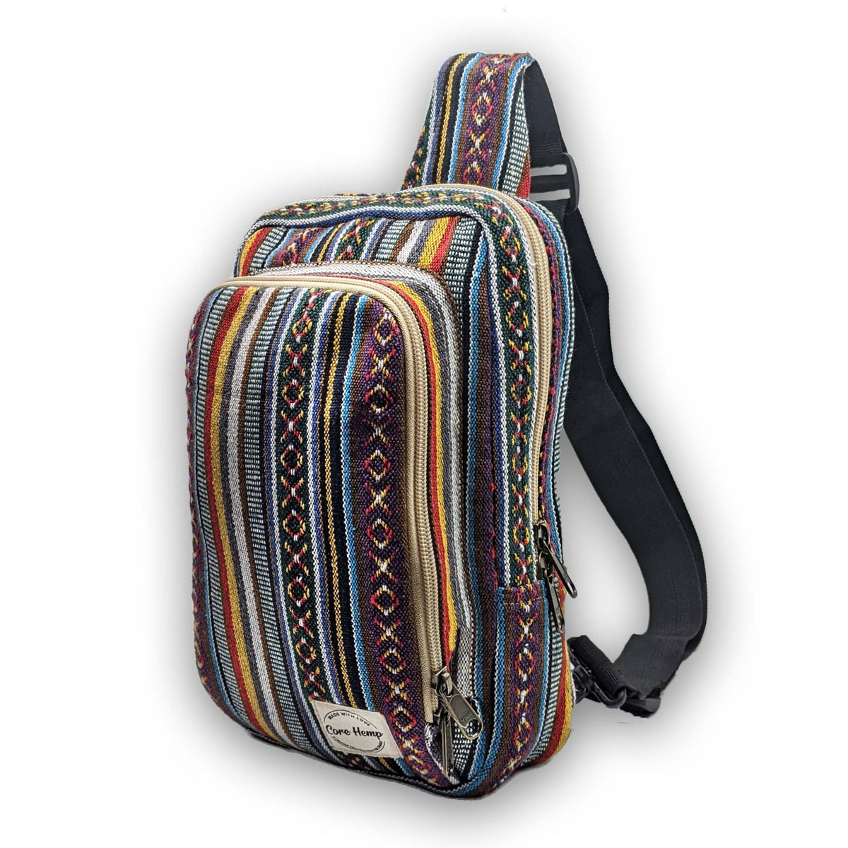 Hemp backpacks, side shoulder bags, and wallets. 100% Hemp/Leather Sidebag Bag: side bag backpack case purse  main image 2
