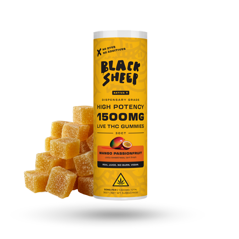 Live THC Gummy: Mango Passionfruit (Sativa), 30ct