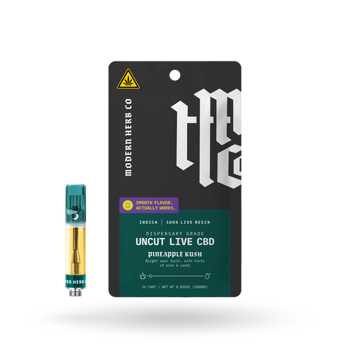 Live CBD Uncut Vape Cartridge, Pineapple Kush (Indica), 1g
