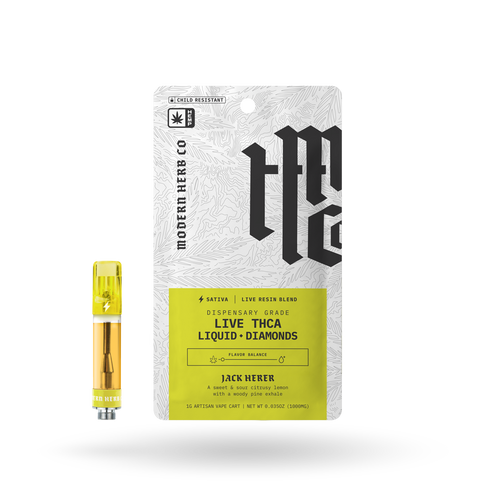 THCa Vape Cartridge Live Resin Liquid Diamonds: Jack Herer (Sativa) - 1g
