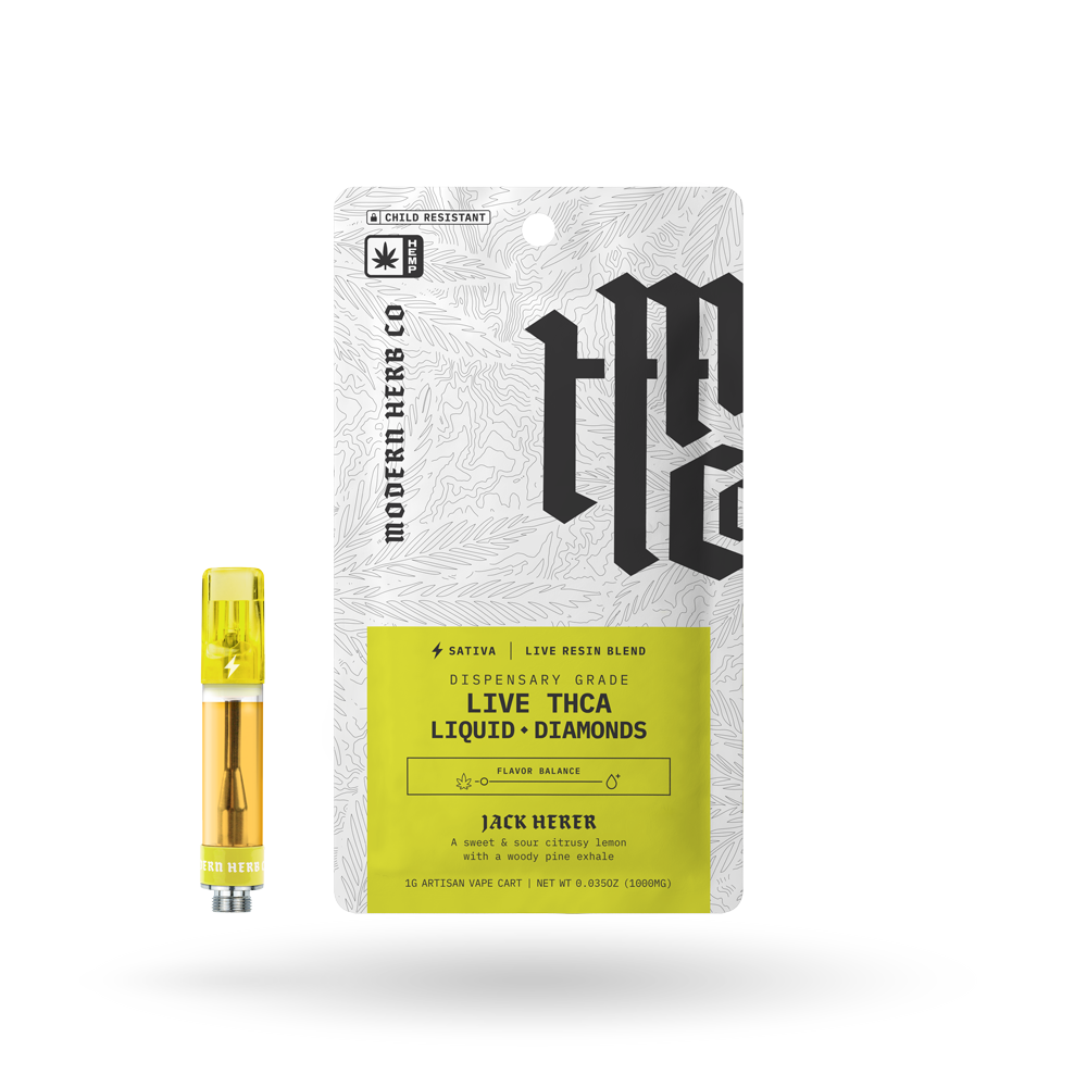 THCa Vape Cartridge Live Resin Liquid Diamonds: Jack Herer (Sativa) - 1g