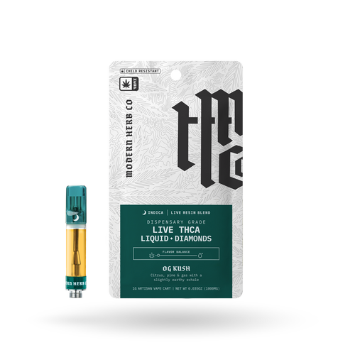 THCa Vape Cartridge Live Resin Liquid Diamonds: OG Kush (Indica) - 1g