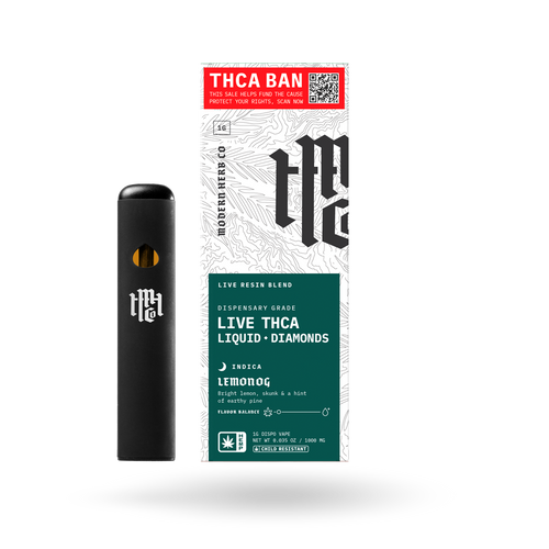 THCa Disposable Live Resin Liquid Diamonds: Lemon OG (Indica) - 1g