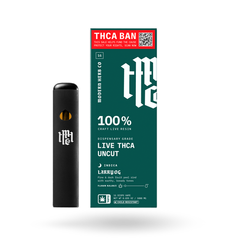 THCa Live Resin Disposable Uncut: Larry OG (Indica) - 1g