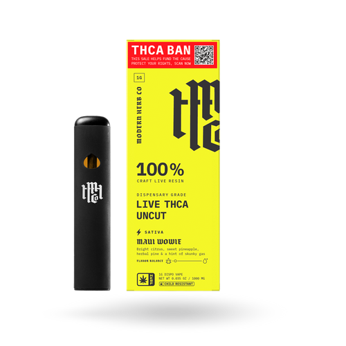 THCa Live Resin Disposable Uncut: Maui Wowie (Sativa) - 1g