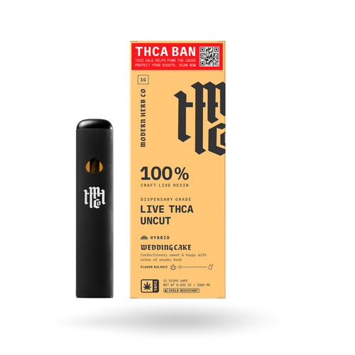 THCa Live Resin Disposable Uncut: Wedding Cake (Hybrid) - 1g