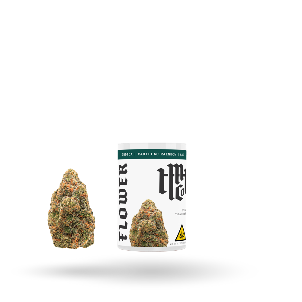 THCa Flower: Cadillac Rainbow (Indica), 1/8oz