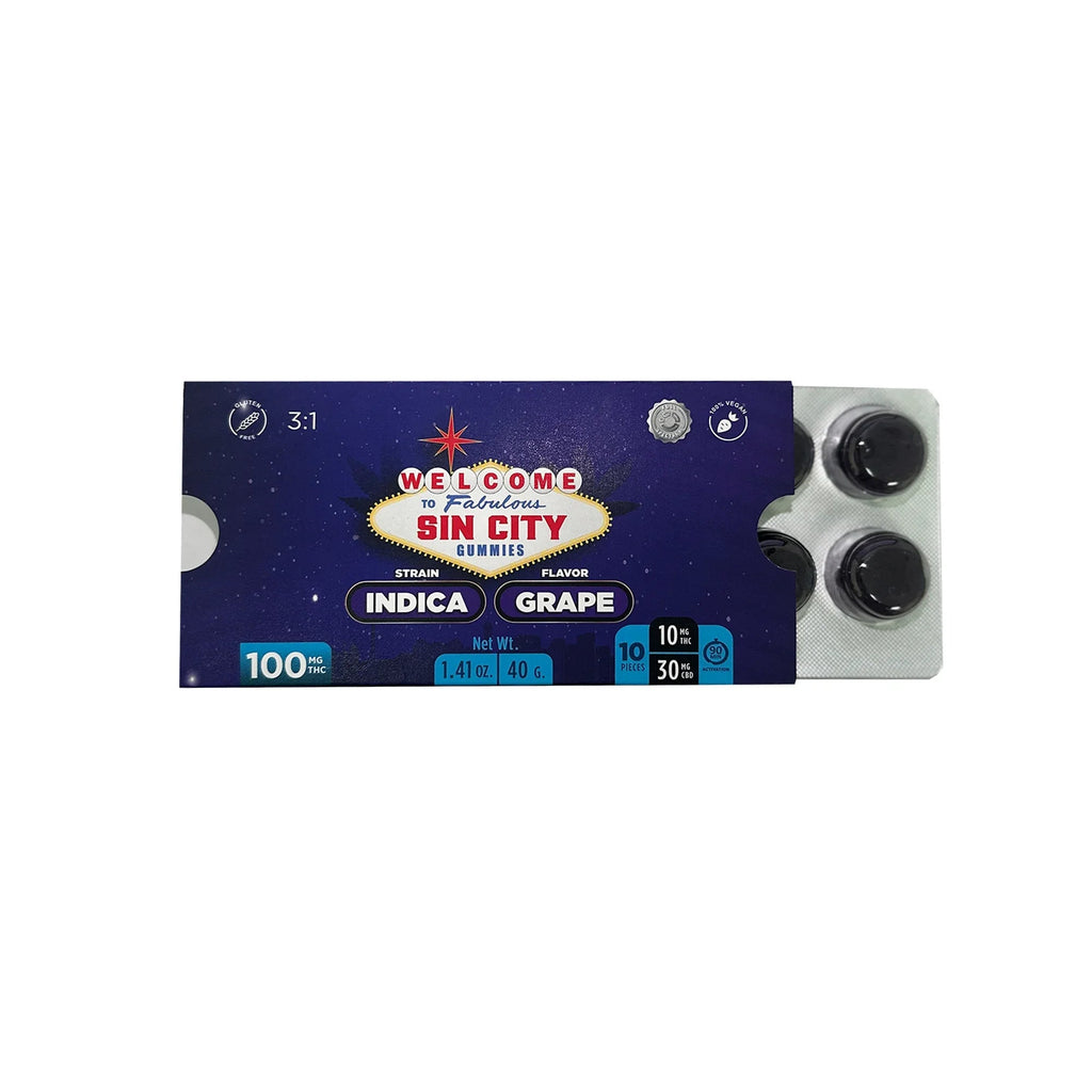 Sin City Delta-9 Gummies - 10 Pack Grape - Indica (Strong)