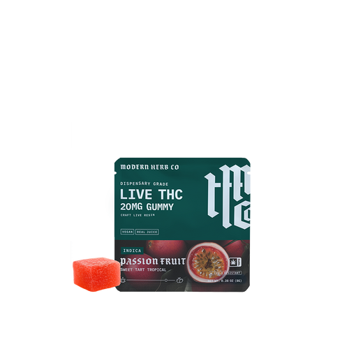 Live Resin D9 THC Gummy: Passion Fruit (Indica), Single