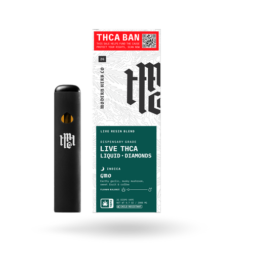 THCa Disposable Live Resin Liquid Diamonds, GMO (Indica), 2g