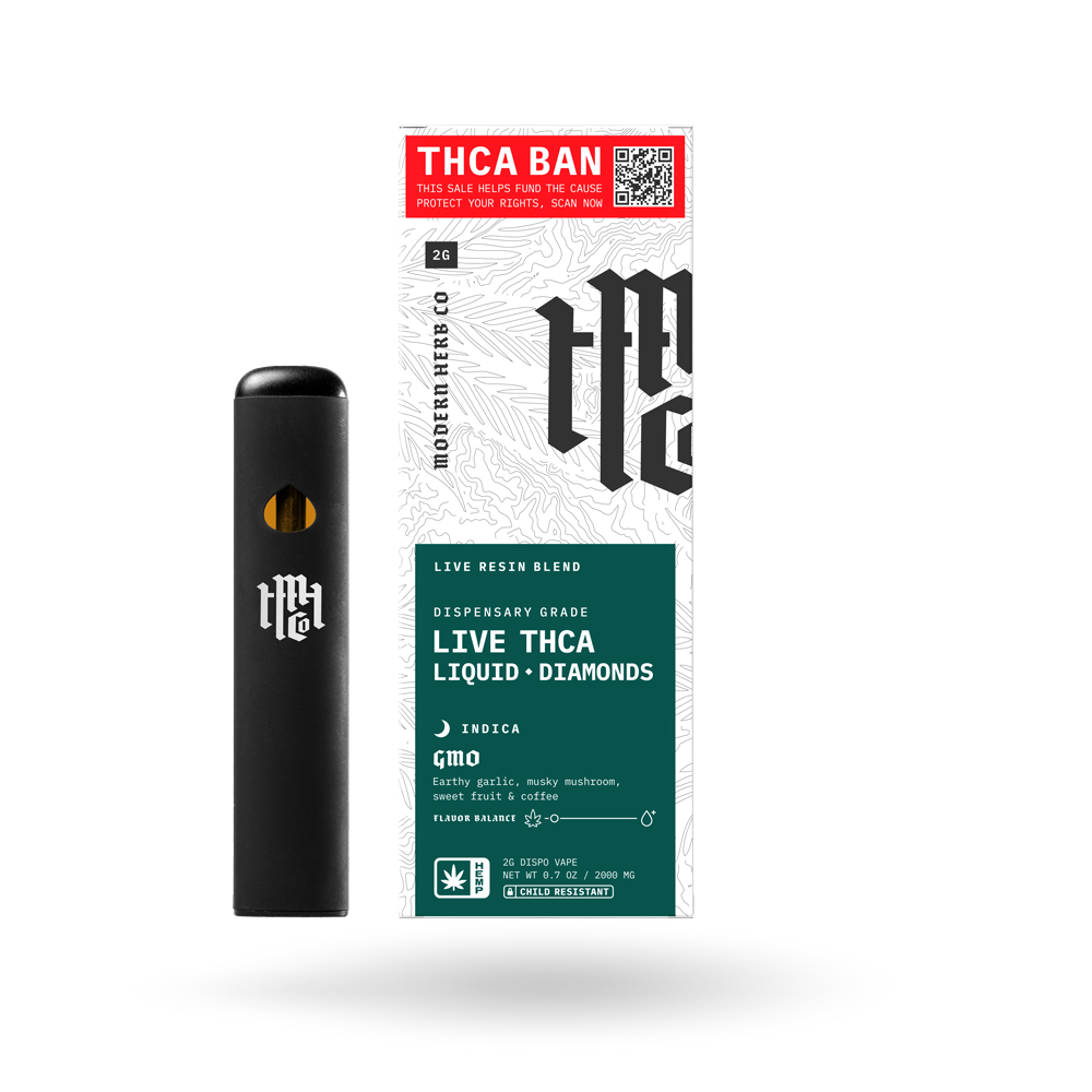THCa Disposable Live Resin Liquid Diamonds, GMO (Indica), 2g