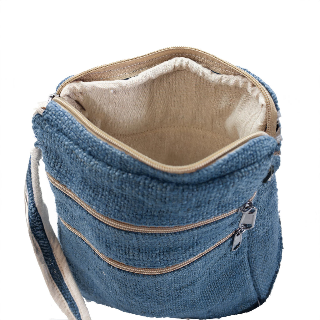 Core Hemp Multi Pocket Crossbody Purse Himal Blue