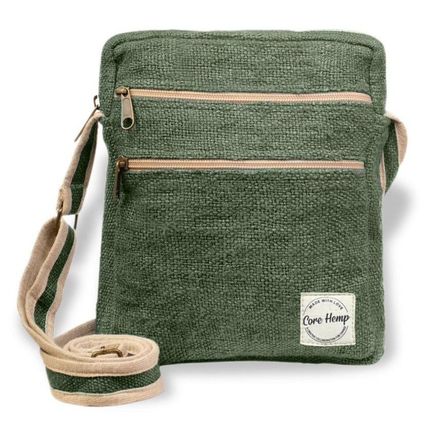 Core Hemp Green Crossbody Bag - Front View