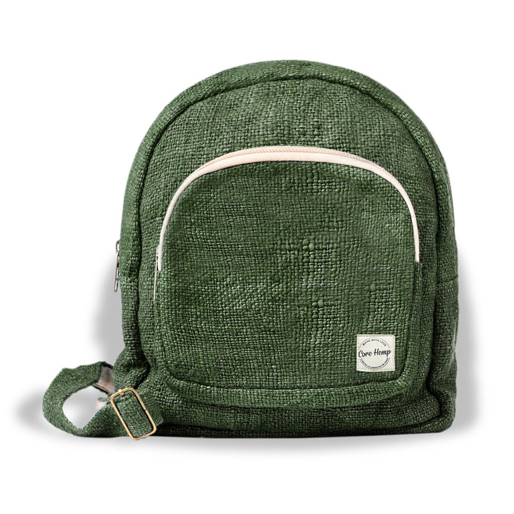 Core Hemp mini green backpack - front view